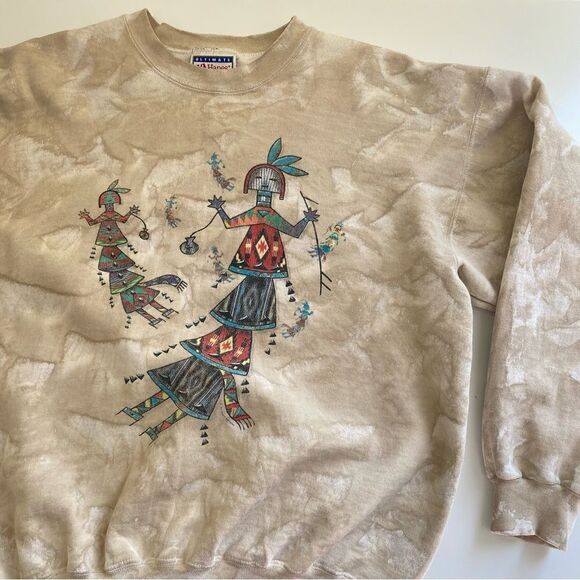 Vintage Southwest Yei Navajo print sweatshirt tie dye size Medium - Picture 4 of 10